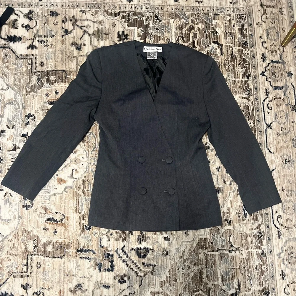 Dior Double-Breasted Pinstripe Blazer in Charcoal